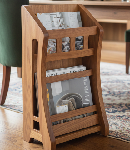ADOUER WOOD Solid Wood Modern Wooden Magazine Rack & Book Stand