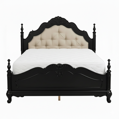 Sold Wood Victorian Scrollwork Tufted Bed