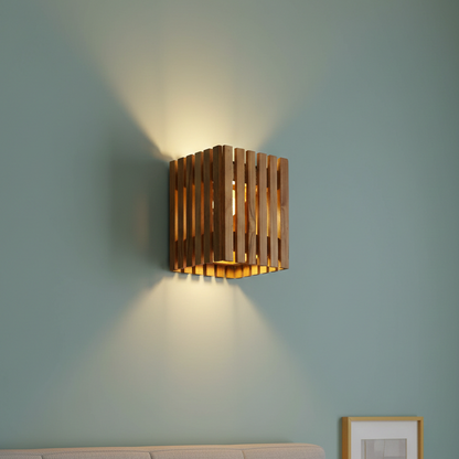 ADOUER WOOD Modern Zen Slatted Solid Wood Timber Wall Lamp