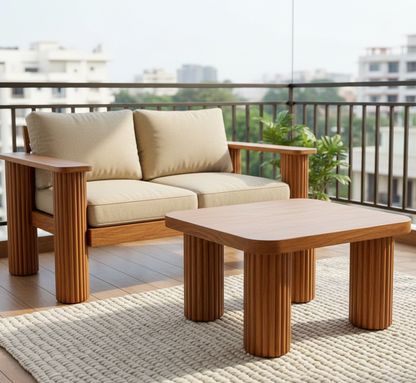 ADOUER WOOD Solid Wood Chunky Pedestal Table