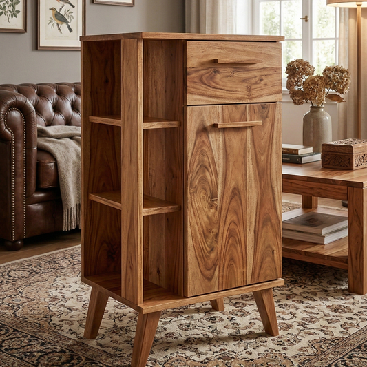 ADOUER WOOD Mid-Century Modern Sideboard Cabinet And Bedside Table