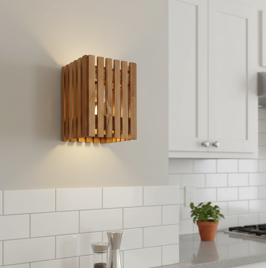ADOUER WOOD Modern Zen Slatted Solid Wood Timber Wall Lamp