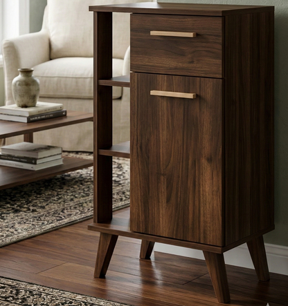 ADOUER WOOD Mid-Century Modern Sideboard Cabinet And Bedside Table