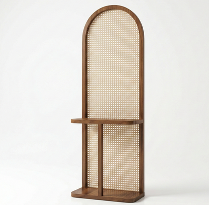 ADOUER WOOD Arched Cane Room Divider & Console Table