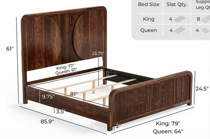 ADOUER WOOD Premium Sheesham Wood Bed| Modern Fluted Design