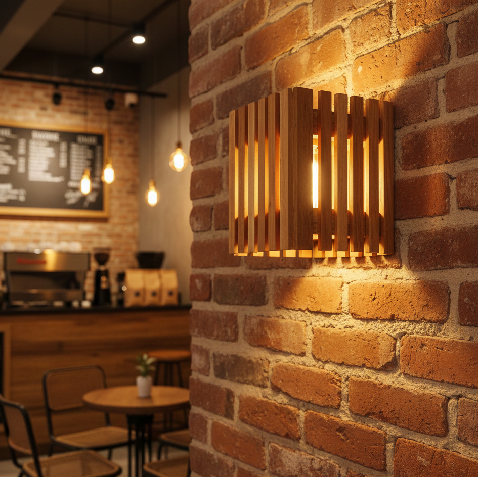 ADOUER WOOD Modern Zen Slatted Solid Wood Timber Wall Lamp