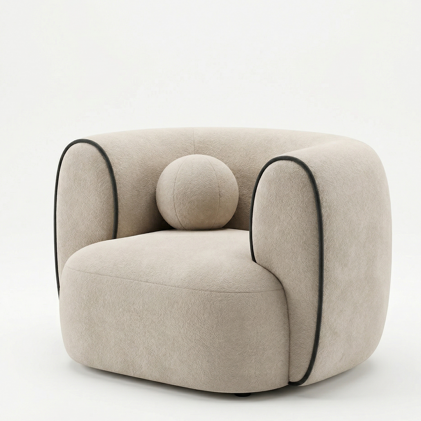 Curvy Modern Sofa Set – Minimalist Velvet Bouclé in Sand