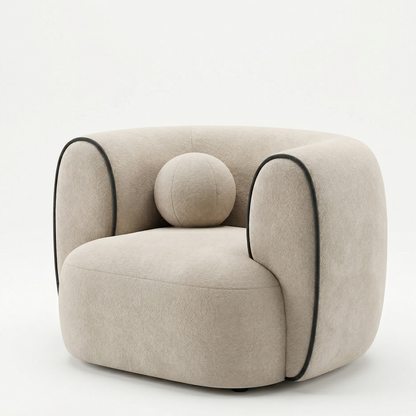 Curvy Modern Sofa Set – Minimalist Velvet Bouclé in Sand