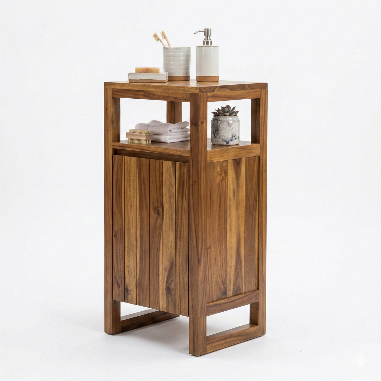 ADOUER WOOD Solid Acacia Wood Bathroom Floor Cabinet – Slim Freestanding Storage