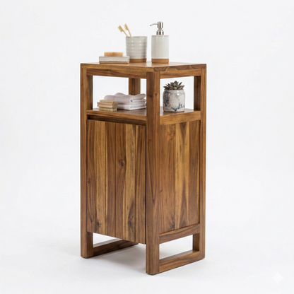 ADOUER WOOD Solid Acacia Wood Bathroom Floor Cabinet – Slim Freestanding Storage