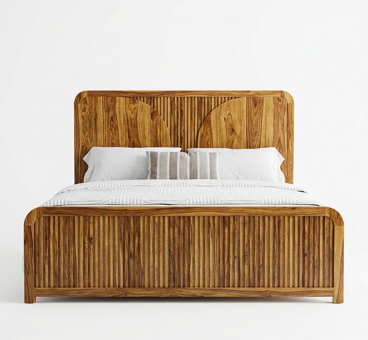 ADOUER WOOD Premium Sheesham Wood Bed| Modern Fluted Design