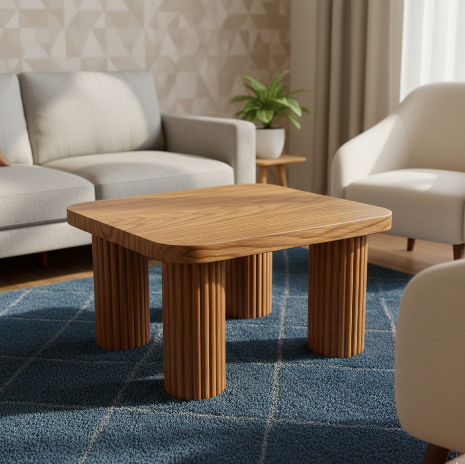 ADOUER WOOD Solid Wood Chunky Pedestal Table