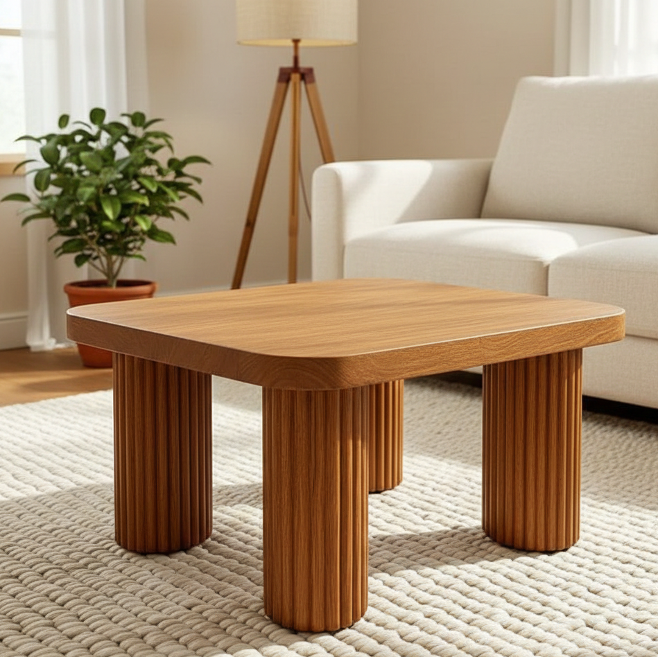 ADOUER WOOD Solid Wood Chunky Pedestal Table