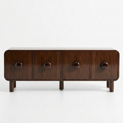 Adouer Wood Nordic Solid Wood Sideboard - 4-Door Storage Cabinet with Oversized Ball Knobs