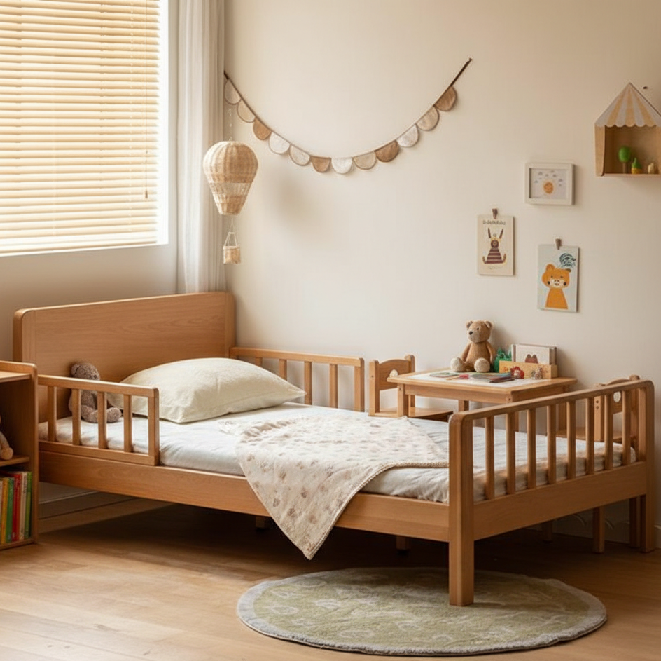 ADOUER WOOD The Scandi-Minimalist Solid Wood Toddler Transition Bed