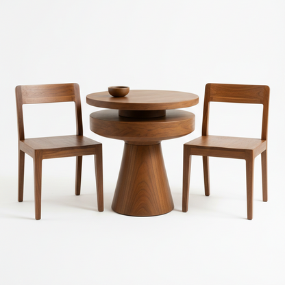 ADOUER WOOD Handcrafted Two-Tier Pedestal Side Table