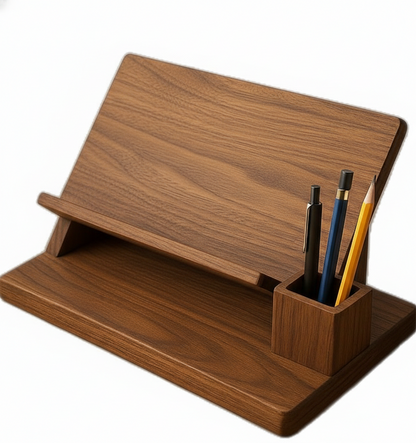 ADOUER WOOD Handcrafted Wood Desktop Organizer  Book Stand & Stationery Holder