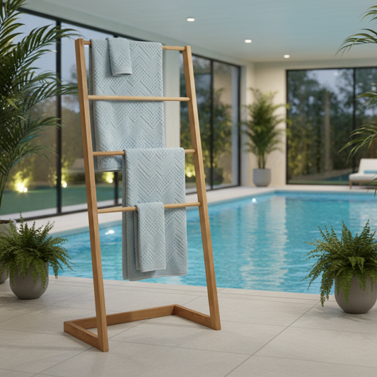 ADOUER WOOD Freestanding Towel Ladder: Modern 4-Tier Lean-to Bathroom Drying Rack