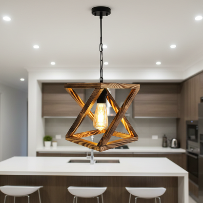 ADOUER WOOD Acacia wood  X-Frame Wood Hanging Lamp