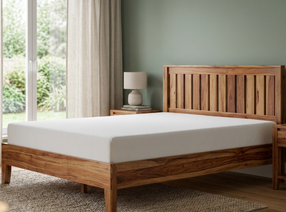 Classic Mission Style Solid Wood Bed – Natural / Walnut Finish –King/Queen