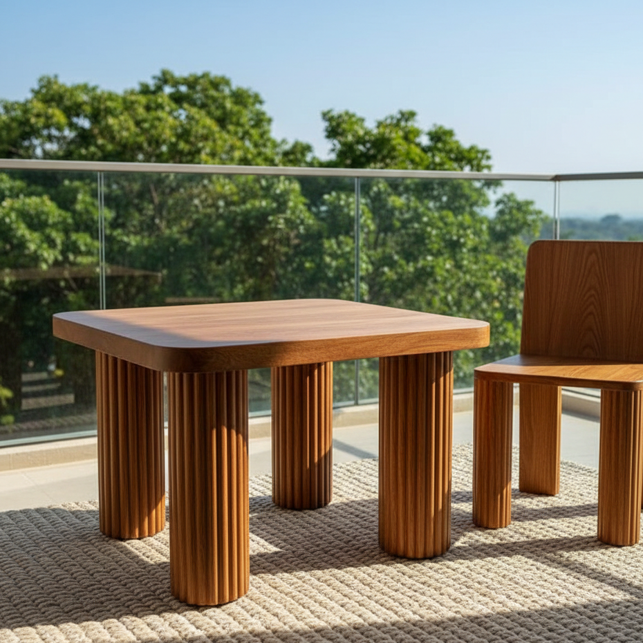 ADOUER WOOD Solid Wood Chunky Pedestal Table