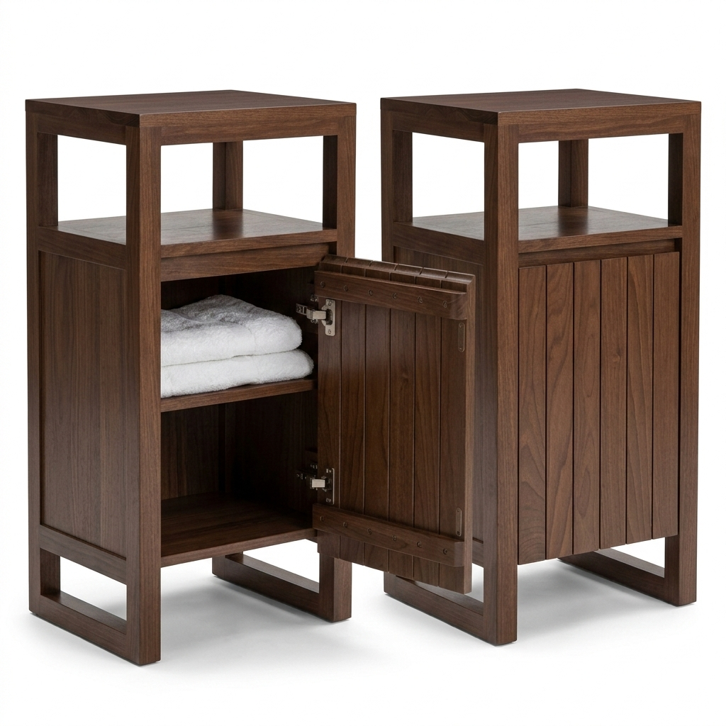 ADOUER WOOD Solid Acacia Wood Bathroom Floor Cabinet – Slim Freestanding Storage