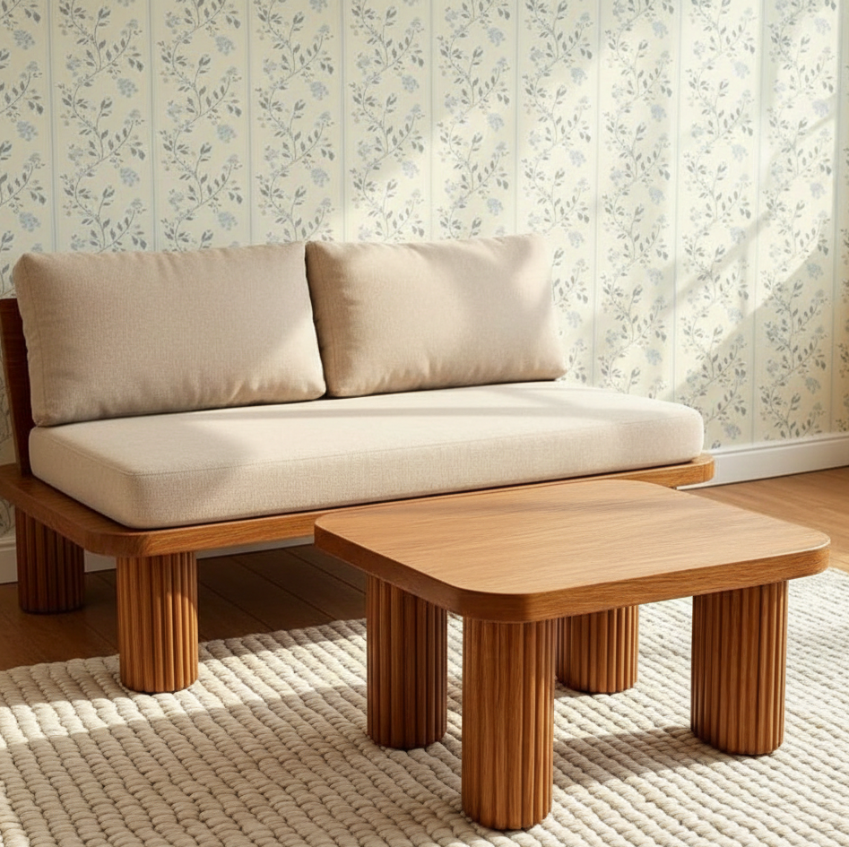 ADOUER WOOD Solid Wood Chunky Pedestal Table