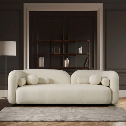 Retro Low-Profile Deep Channel Tufted Sofa with Solid Wood Frame