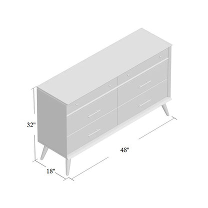 ADOUER WOOD 6 Drawers Solid Sheesahm Wood Chest of Drawers, White