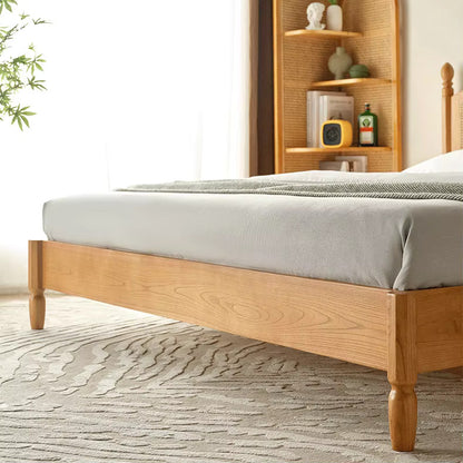 ADOUER WOOD Solid Acacia Wood Mid-Century Classic Rattan Cane Bed (Natural)