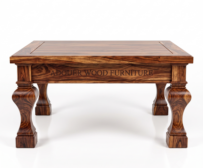ADOUER WOOD Handcrafted Solid Coffee Table I chowki  – Rustic Farmhouse Living Room Table