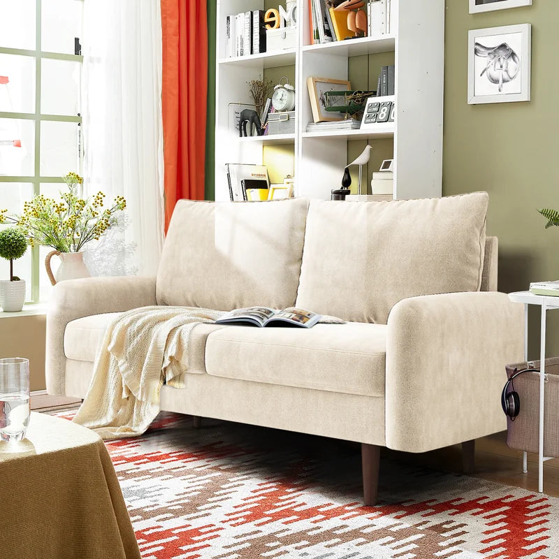 ADOUER WOOD Designer Solid Wood Frame 2 Seater Fabric Sofa For Home & Office