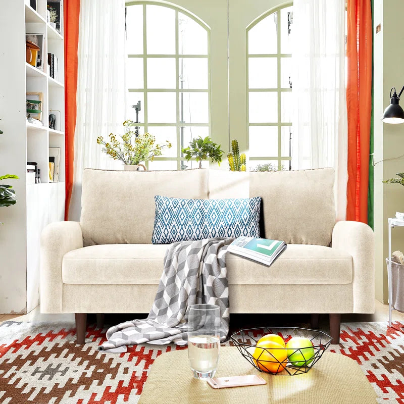 ADOUER WOOD Designer Solid Wood Frame 2 Seater Fabric Sofa For Home & Office