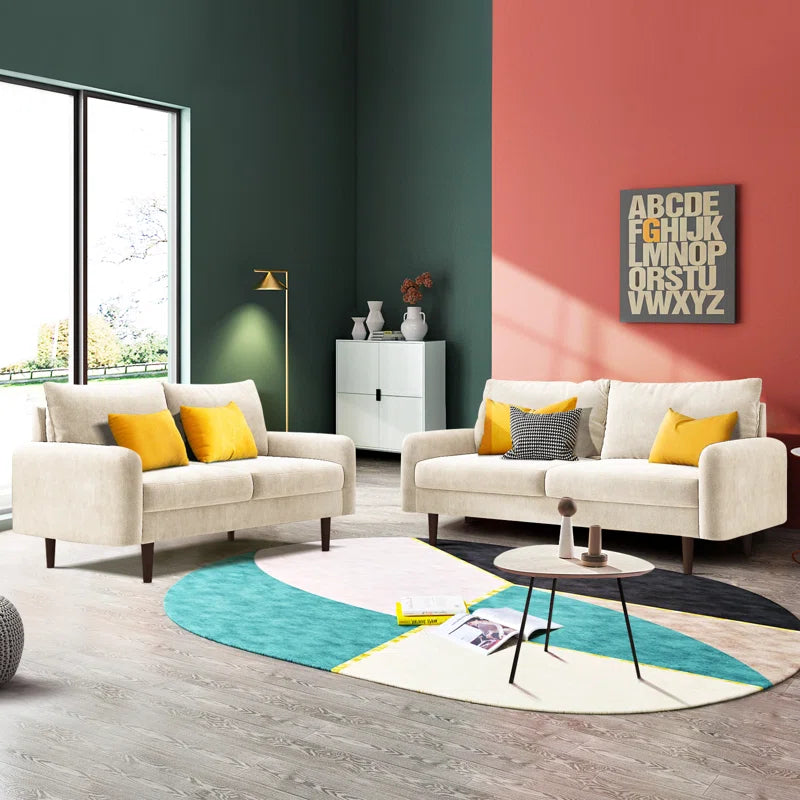 ADOUER WOOD Designer Solid Wood Frame 2 Seater Fabric Sofa For Home & Office