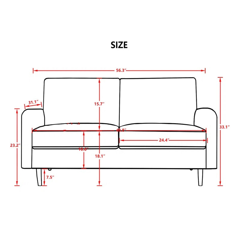 ADOUER WOOD Designer Solid Wood Frame 2 Seater Fabric Sofa For Home & Office