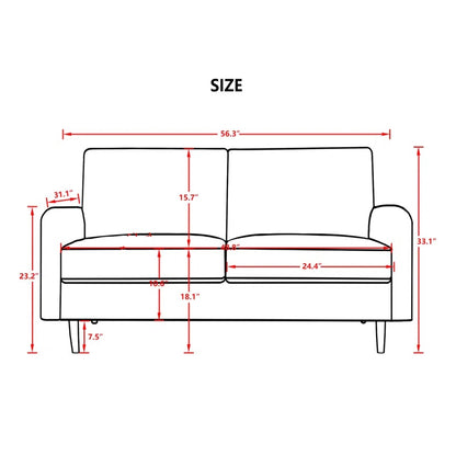 ADOUER WOOD Designer Solid Wood Frame 2 Seater Fabric Sofa For Home & Office