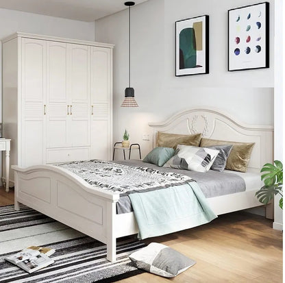 ADOUER WOOD Luxury Standard Bed Without Storage For Bedroom (Light Beige)