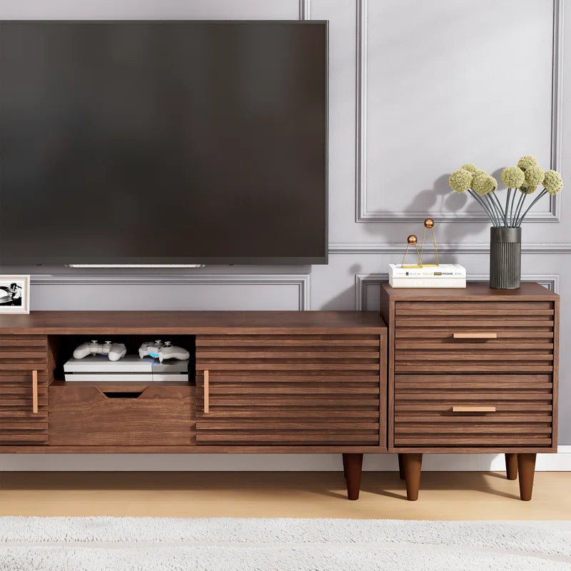 ADOUER WOOD "Set Of-2 Mid-Century Modern Wooden Bedside Table with Two Drawers"