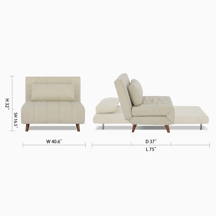 ADOUER WOOD Solid Wood Frame Foldable Backrest Premium Sleeper Sofa Bed