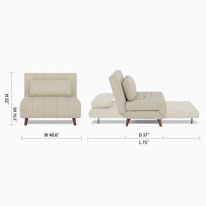 ADOUER WOOD Solid Wood Frame Foldable Backrest Premium Sleeper Sofa Bed