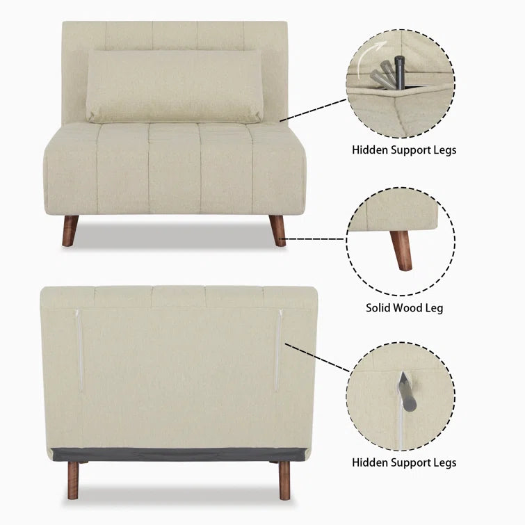 ADOUER WOOD Solid Wood Frame Foldable Backrest Premium Sleeper Sofa Bed