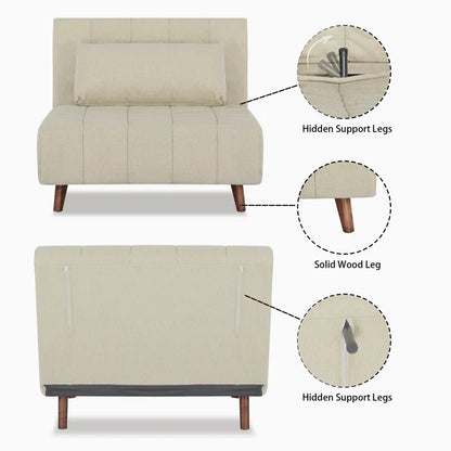 ADOUER WOOD Solid Wood Frame Foldable Backrest Premium Sleeper Sofa Bed