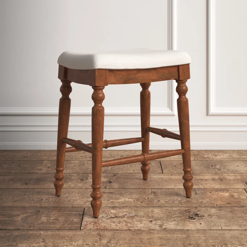 ADOUER WOOD Solid Acacia Wood Stool Upholstered Stool, Honey