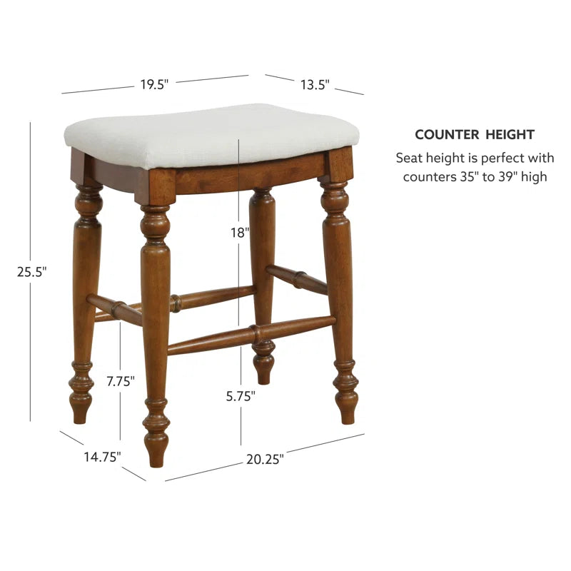 ADOUER WOOD Solid Acacia Wood Stool Upholstered Stool, Honey