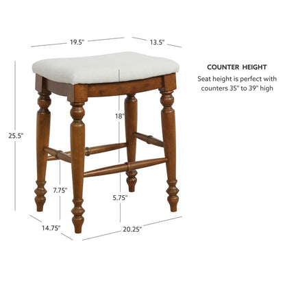 ADOUER WOOD Solid Acacia Wood Stool Upholstered Stool, Honey