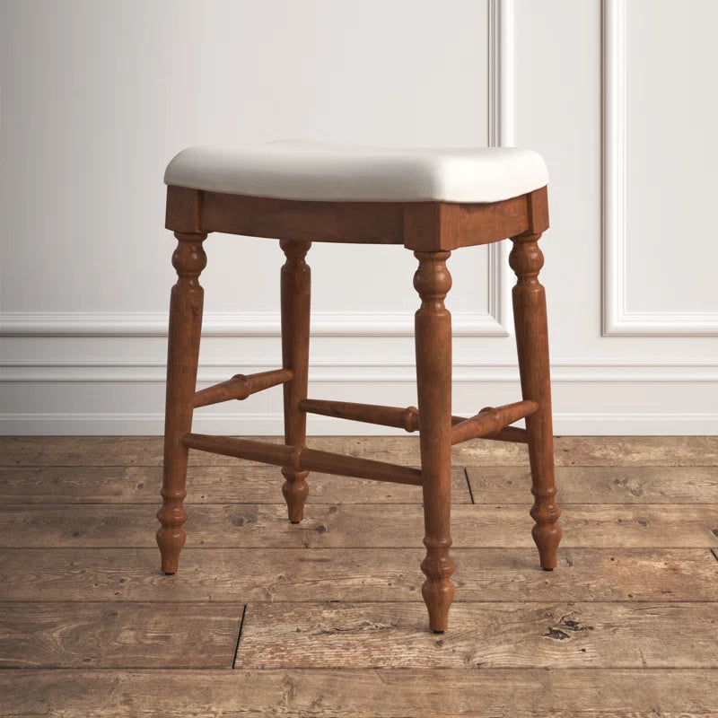 ADOUER WOOD Solid Acacia Wood Stool Upholstered Stool, Honey