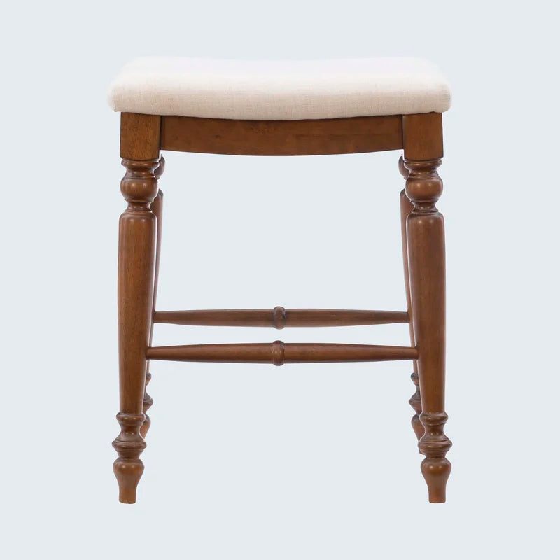 ADOUER WOOD Solid Acacia Wood Stool Upholstered Stool, Honey