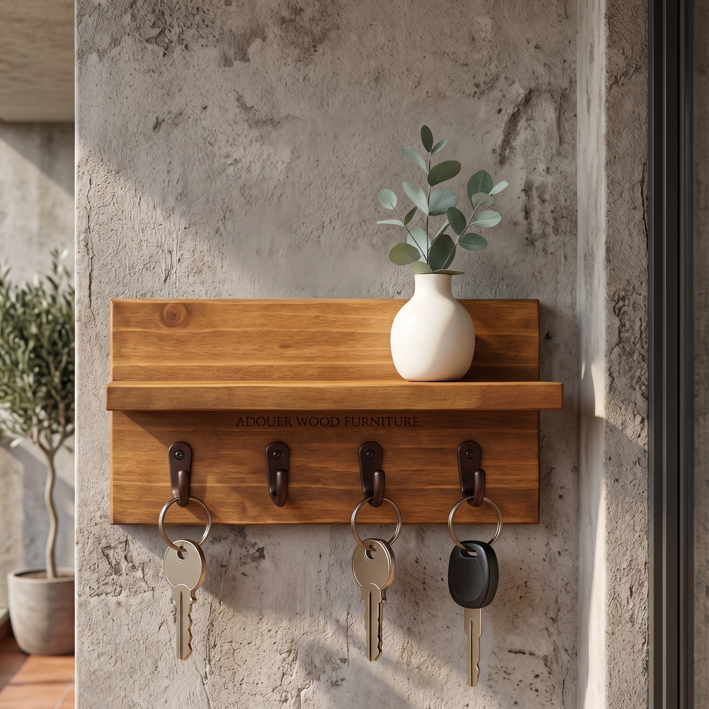 ADOUER WOOD Wall-Mounted Key Holder Entryway Organizer ( Set Of 2 Pcs )