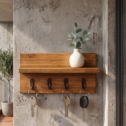 ADOUER WOOD Wall-Mounted Key Holder Entryway Organizer ( Set Of 2 Pcs )