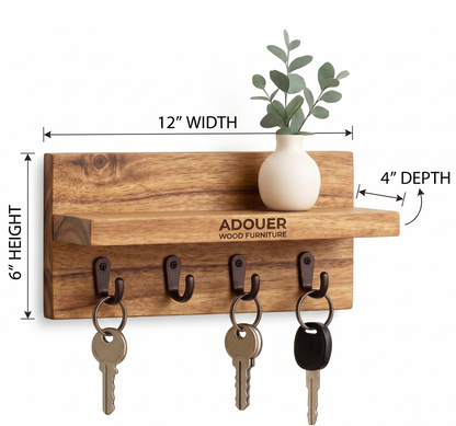 ADOUER WOOD Wall-Mounted Key Holder Entryway Organizer ( Set Of 2 Pcs )